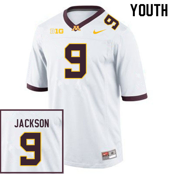 Youth #9 Daniel Jackson Minnesota Golden Gophers College Football Jerseys Sale-White - Click Image to Close